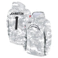Jdoa LA.Chargers #1 Quentin Johnston Player Arctic Camo Salute to Service Hoodies Limited Game Stitched Jerseys