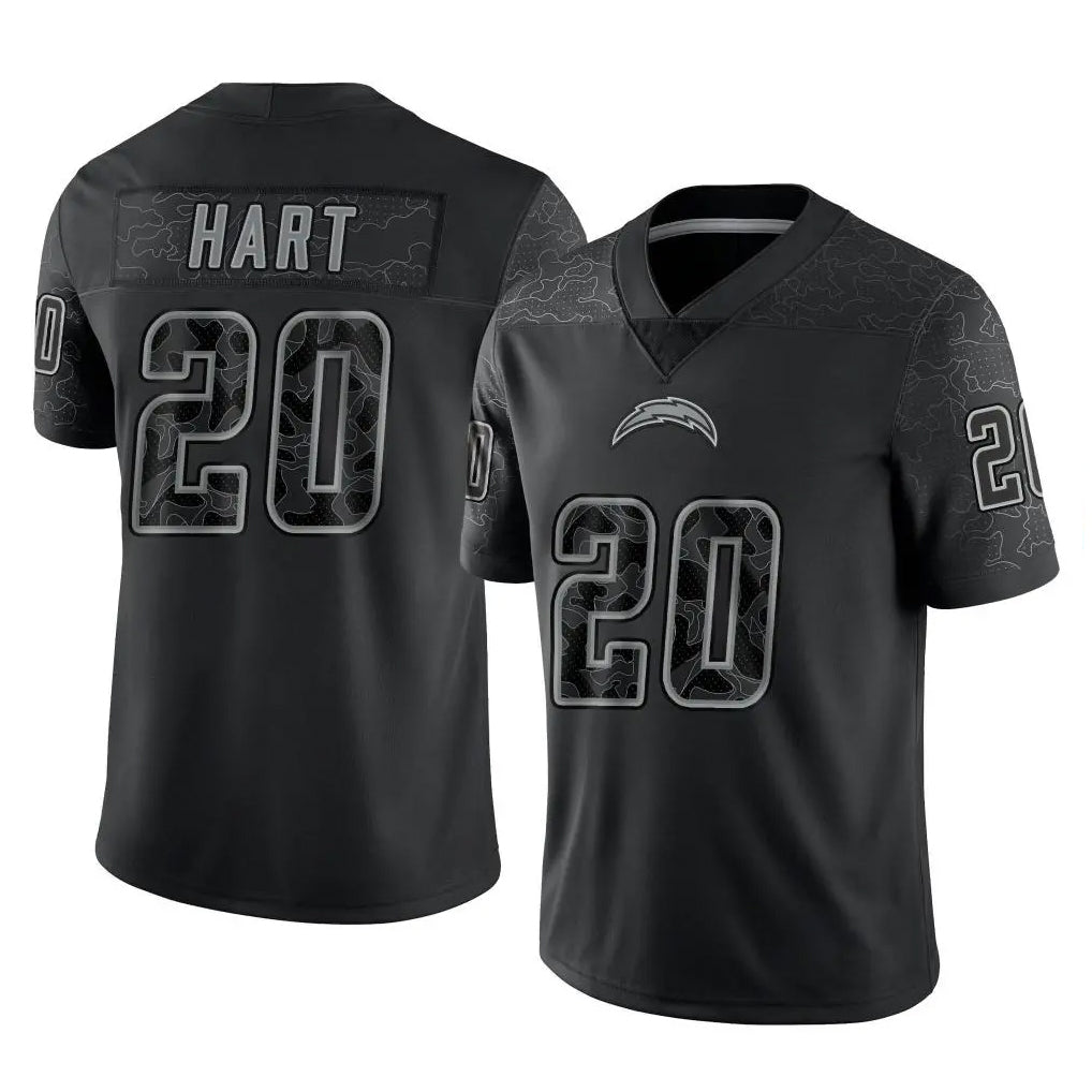 Jdoa LA.Chargers #20 Cam Hart Player Black Limited Reflective Home Game Stitched Jerseys