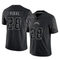 Jdoa LA.Chargers #28 Kimani Vidal Player Black Limited Reflective Home Game Stitched Jerseys