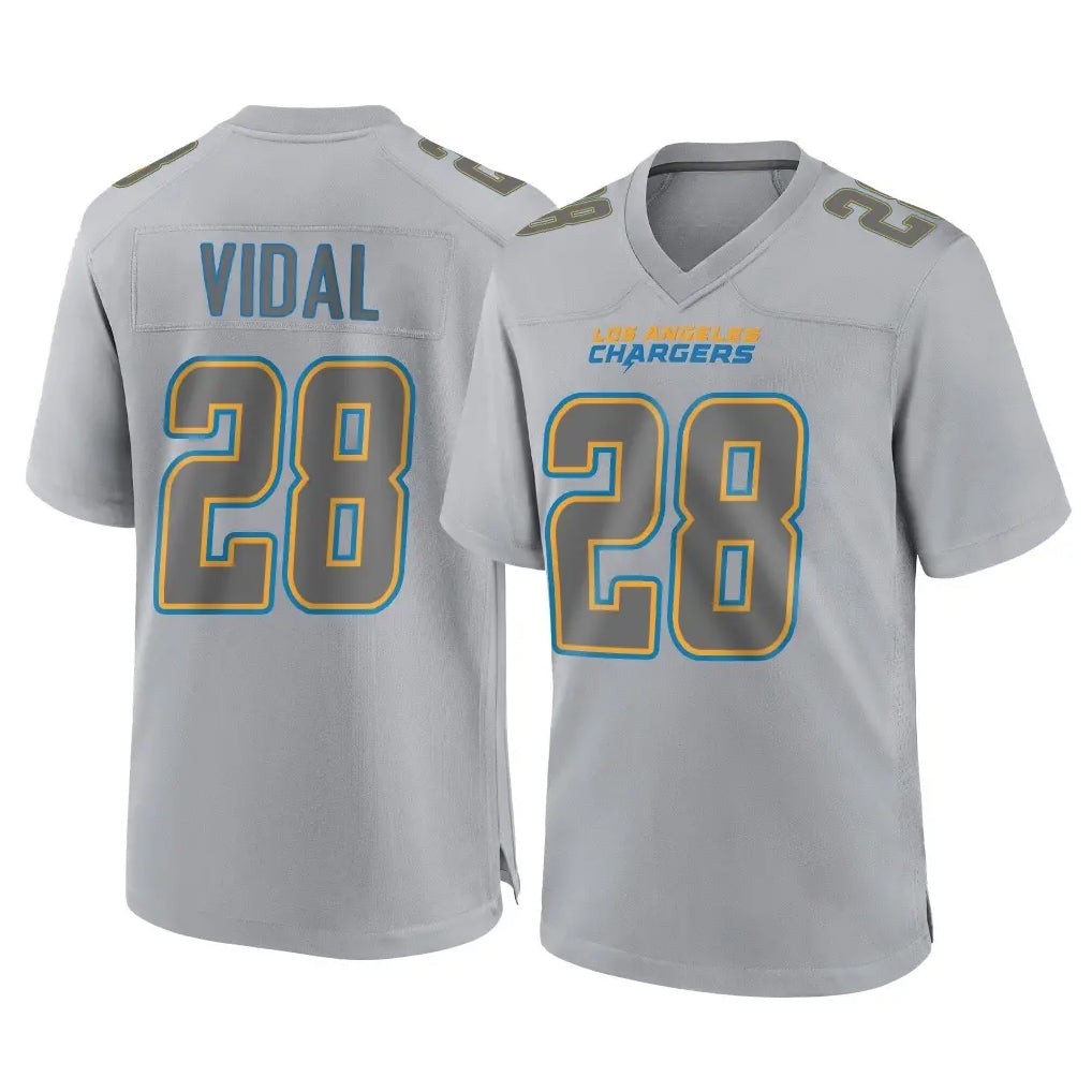 Jdoa LA.Chargers #28 Kimani Vidal Player Gray Atmosphere Fashion Home Game Stitched Jerseys