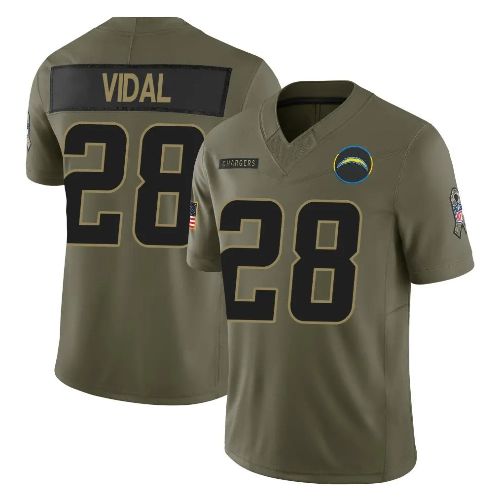Jdoa LA.Chargers #28 Kimani Vidal Player Olive 2025 Salute To Service Limited Game Stitched Jerseys