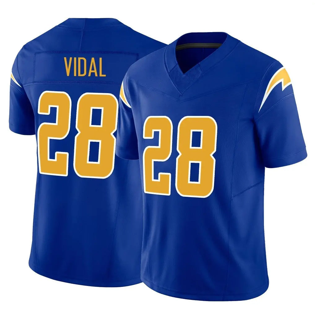 Jdoa LA.Chargers #28 Kimani Vidal Player Royal Limited Vapor F.U.S.E. Home Game Stitched Jerseys