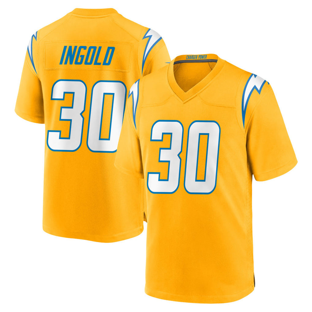 Jdoa LA.Chargers #30 Alec Ingold Player Gold Home Game Stitched Jerseys