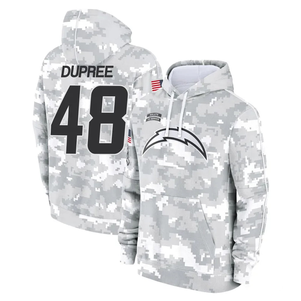 Jdoa LA.Chargers #48 Bud Dupree Player Arctic Camo Salute to Service Hoodies Limited Game Stitched Jerseys