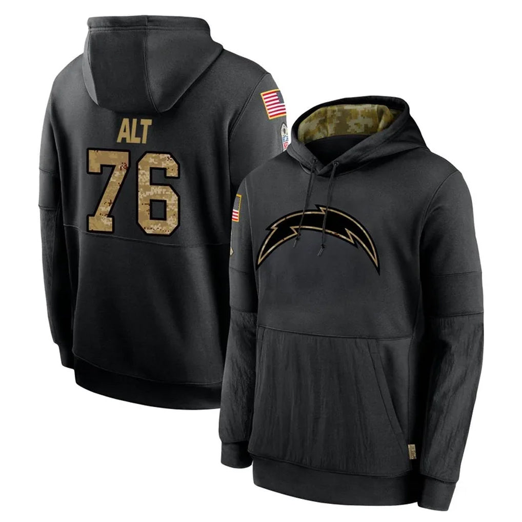 Jdoa LA.Chargers #76 Joe Alt Player Black Salute to Service Hoodies Limited Game Stitched Jerseys