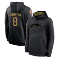 Jdoa LA.Chargers #8 Omarion Hampton Player Black Salute to Service Hoodies Limited Game Stitched Jerseys