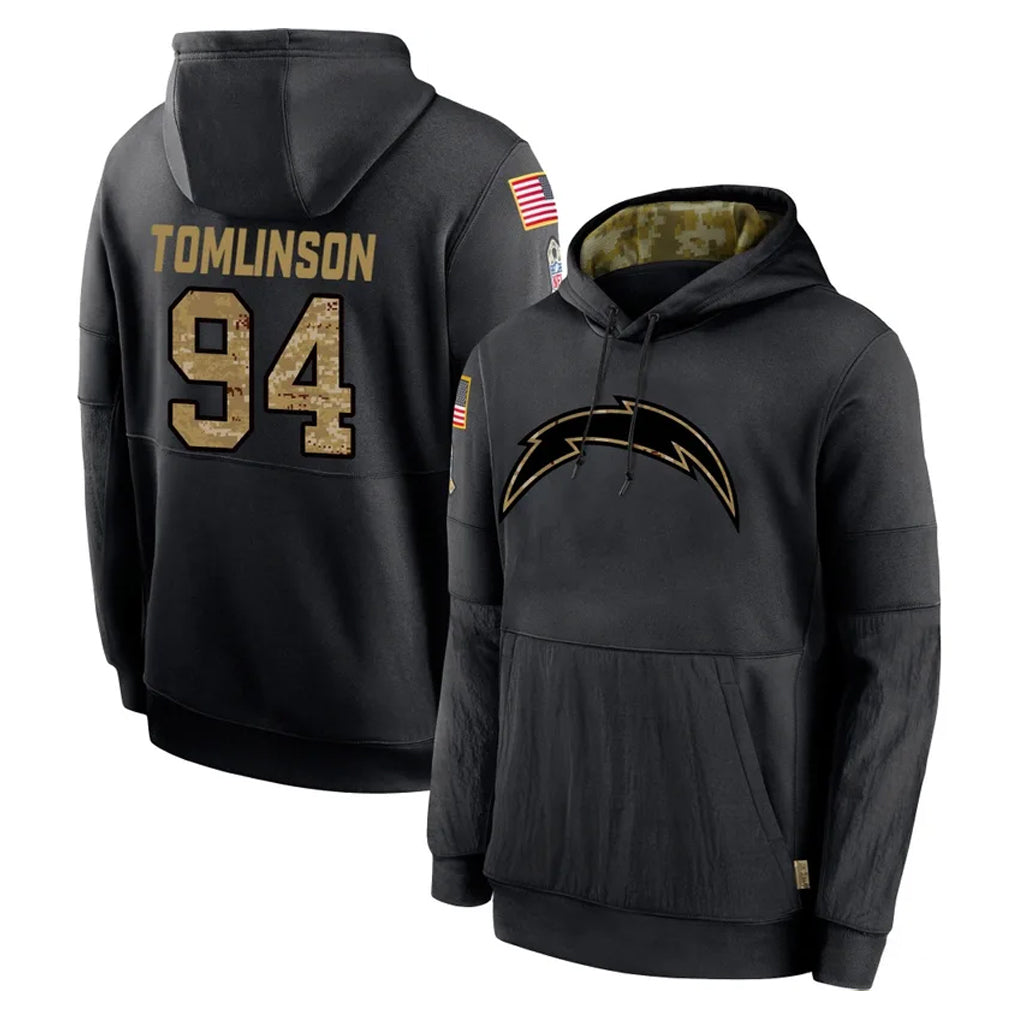 Jdoa LA.Chargers #94 Dalvin Tomlinson Player Black Salute to Service Hoodies Limited Game Stitched Jerseys