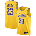 Xdoa LA.Lakers #23 LeBron James Gold Swingman Stitched Jerseys - Icon Edition