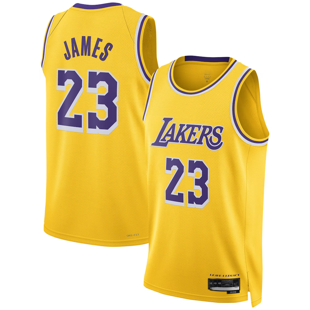Xdoa LA.Lakers #23 LeBron James Gold Swingman Stitched Jerseys - Icon Edition
