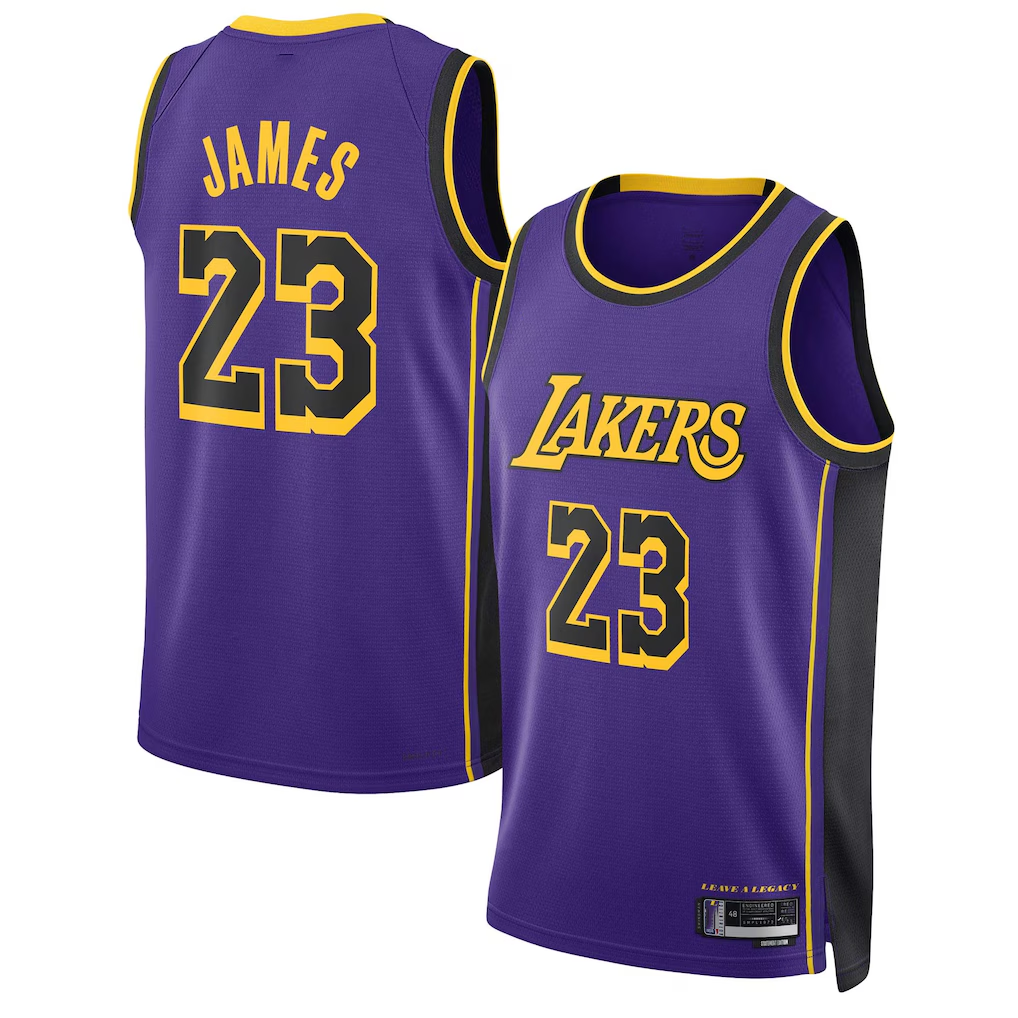 Xdoa LA.Lakers #23 Lebron James Statement Edition Swingman Stitched Jerseys