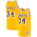 Xdoa LA.Lakers #34 Shaquille O'Neal Mitchell & Ness Gold 1996-1997 Hardwood Classics Authentic Jerseys