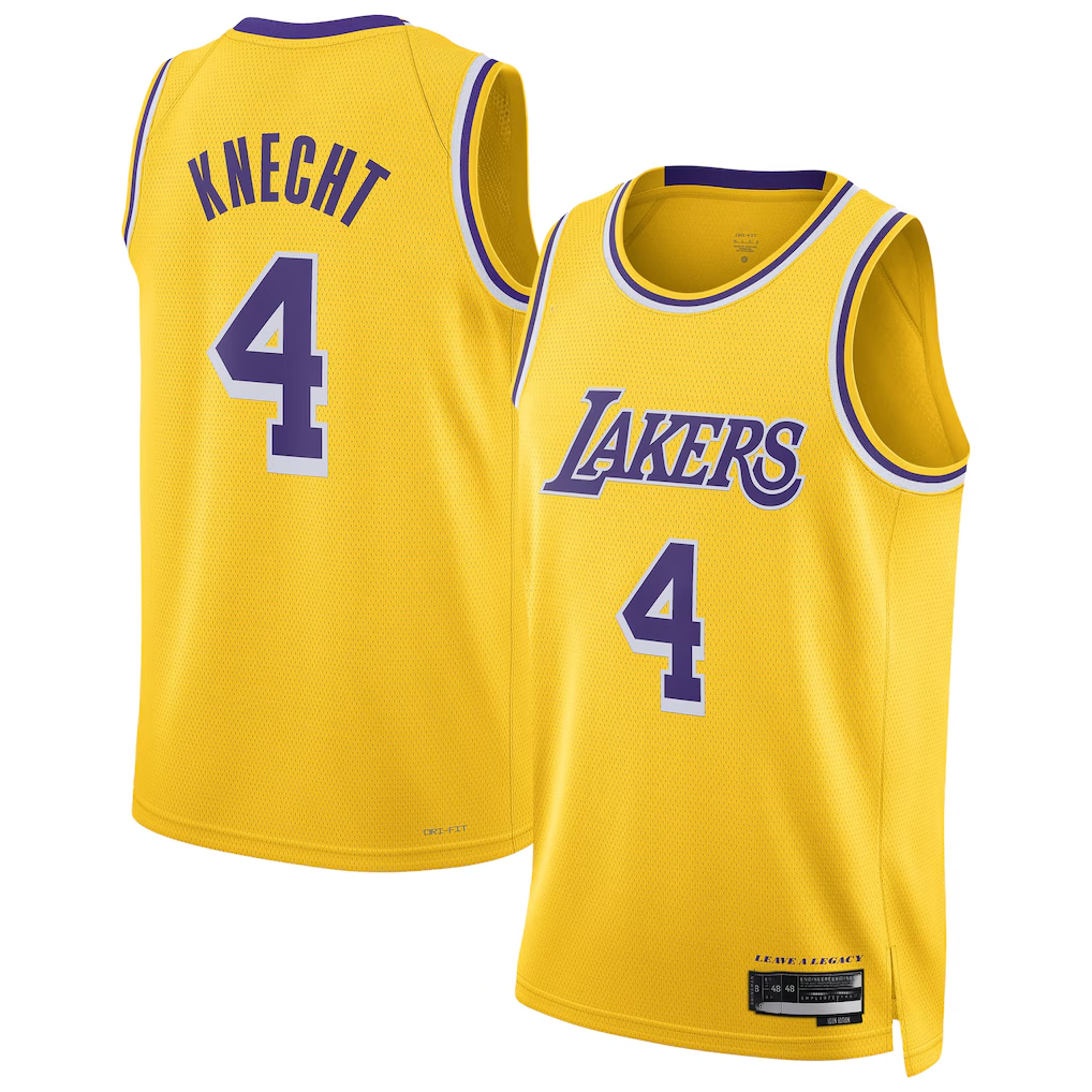 Xdoa LA.Lakers #4 Dalton Knecht Gold Swingman Stitched Jerseys