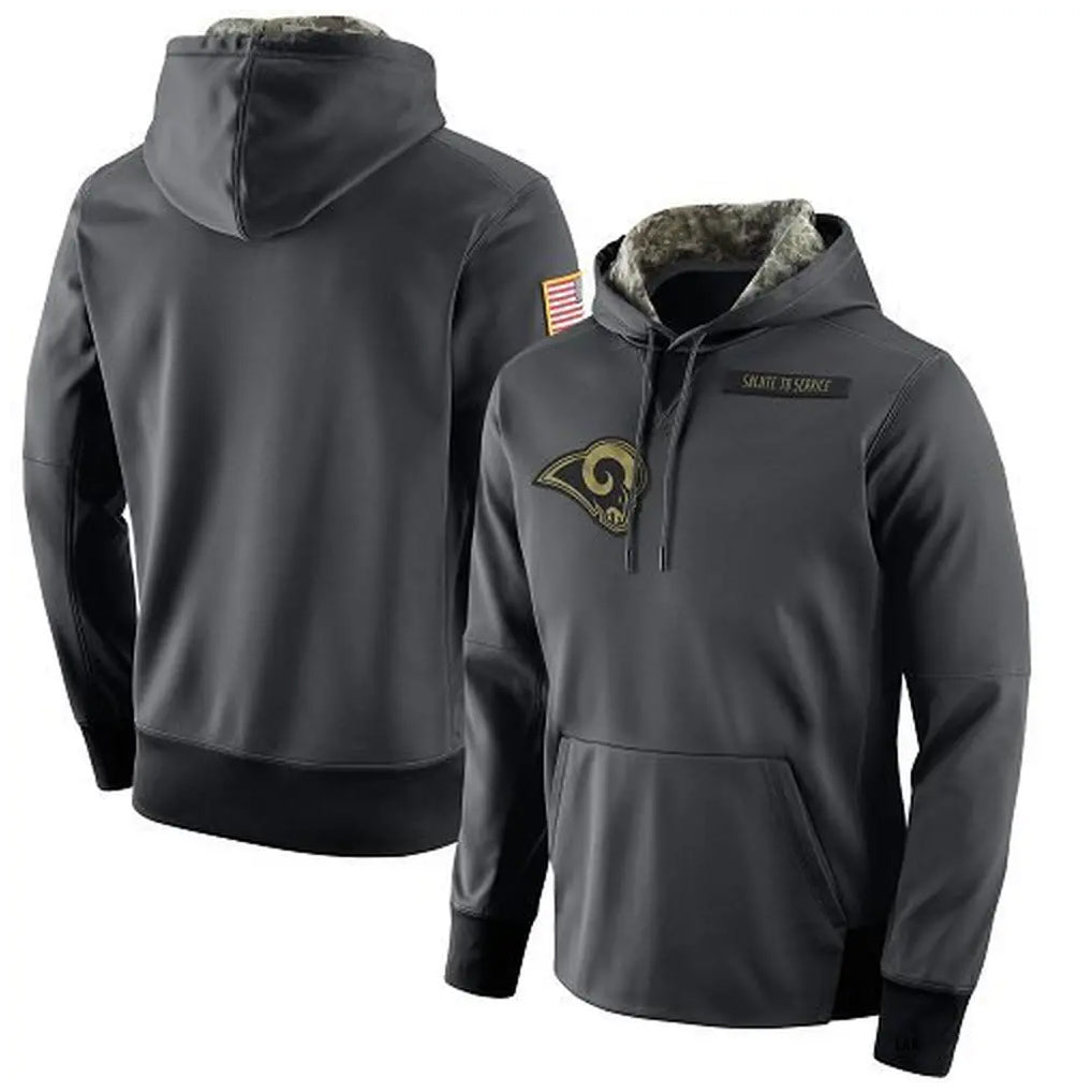 Jdoa LA.Rams Gray Pullover Hoodie Limited Game Blank Player Stitched Jerseys