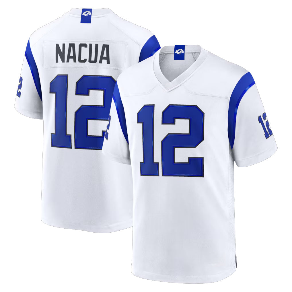 Jdoa LA.Rams #12 Puka Nacua Player Fearsome White Home Game Stitched Jerseys