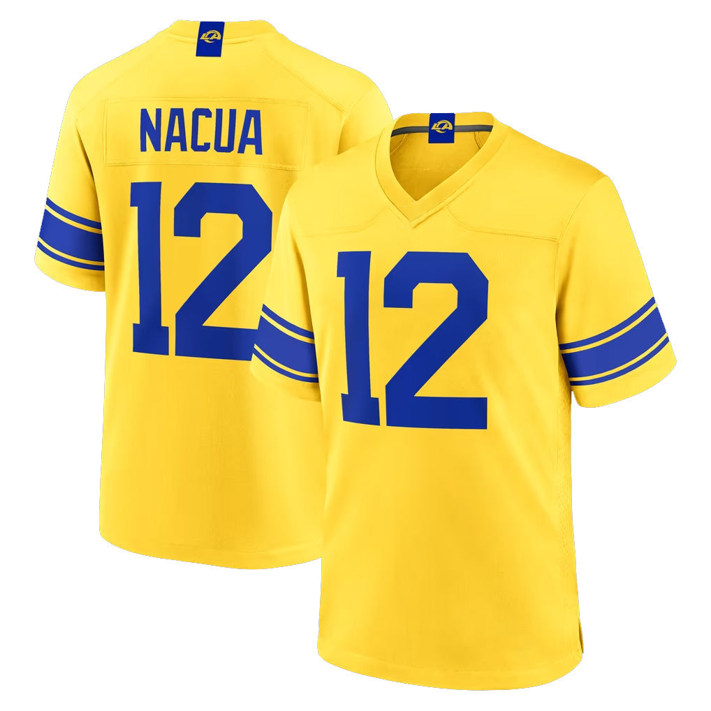 Jdoa LA.Rams #12 Puka Nacua Player Gold Classic Sol Home Game Stitched Jerseys