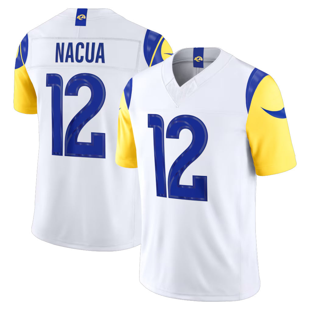 Jdoa LA.Rams #12 Puka Nacua Player White Vapor F.U.S.E. Limited Home Game Stitched Jerseys