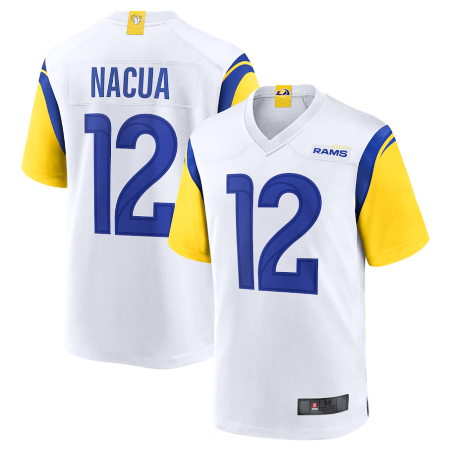 Jdoa LA.Rams #12 Puka Nacua White Game Player Jersey American Stitched Jerseys