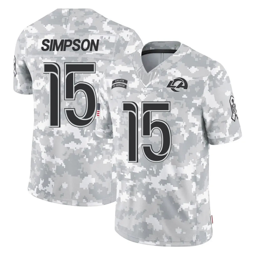 Jdoa LA.Rams #15 Ty Simpson Player Arctic Camo Salute To Service Limited Game Stitched Jerseys
