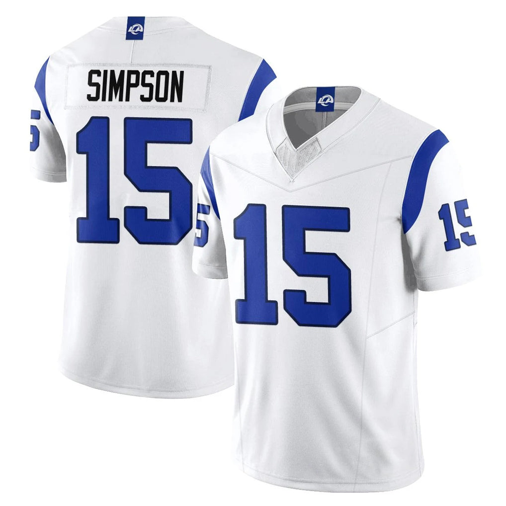 Jdoa LA.Rams #15 Ty Simpson Player Fearsome White Limited Vapor F.U.S.E. Home Game Stitched Jerseys