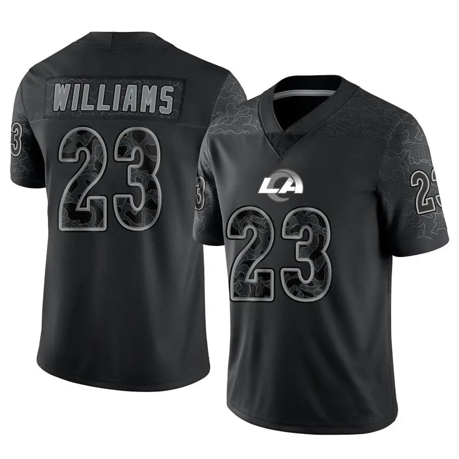 Jdoa LA.Rams #23 Kyren Williams Player Black RFLCTV Limited Stitched Jerseys