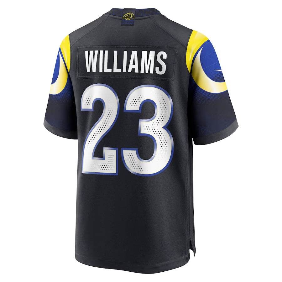 Jdoa LA.Rams #23 Kyren Williams Player Midnight Blue Rivalries Collection Game Stitched Jerseys