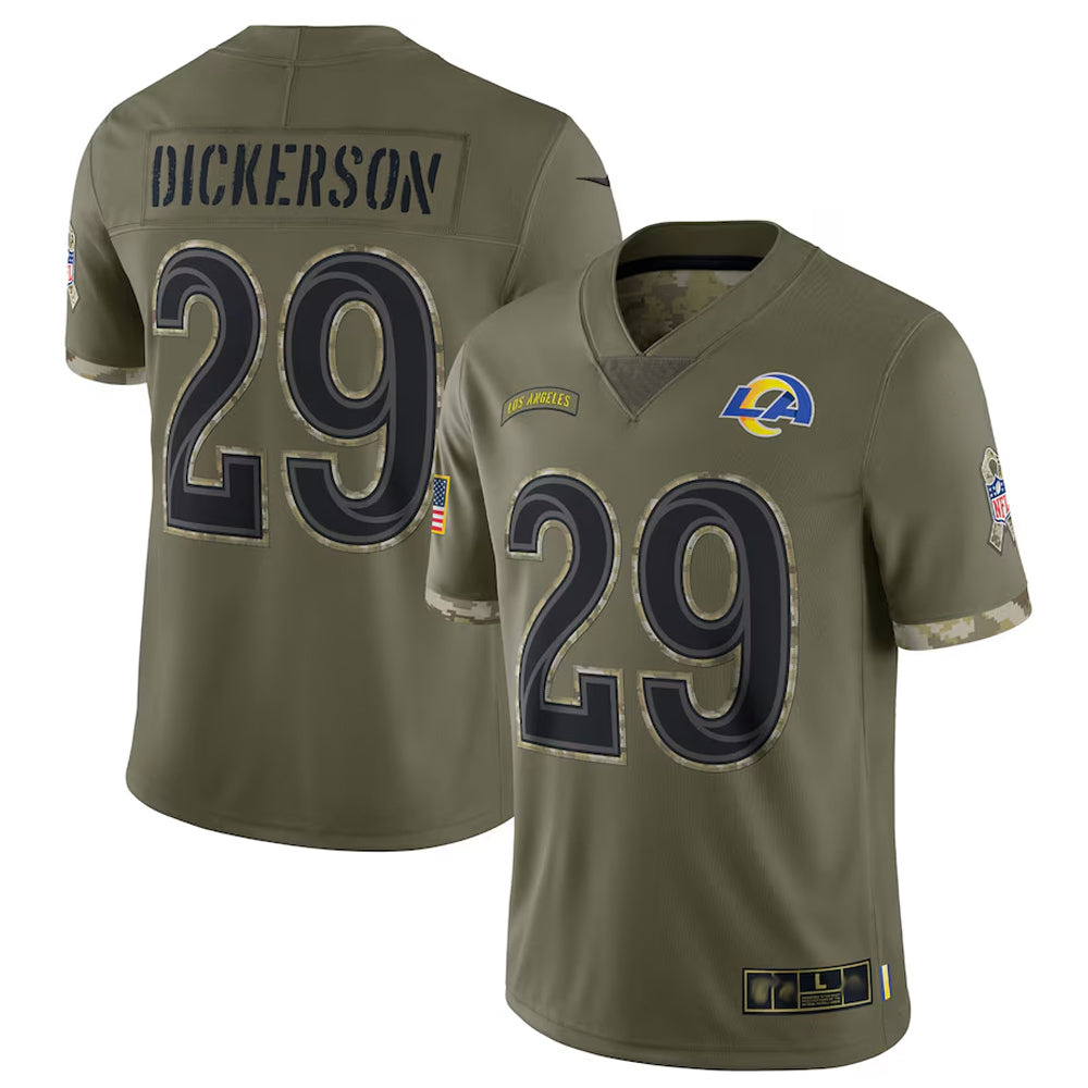 Jdoa LA.Rams #29 Eric Dickerson Player Salute To Service Olive Football Jerseys