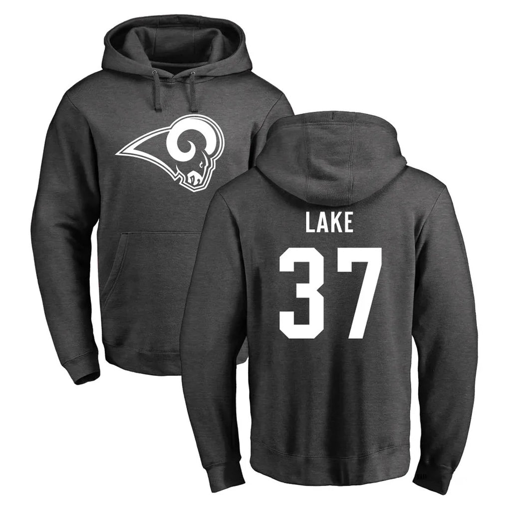 Jdoa LA.Rams #37 Quentin Lake Player Gray Pullover Hoodie Limited Game Stitched Jerseys