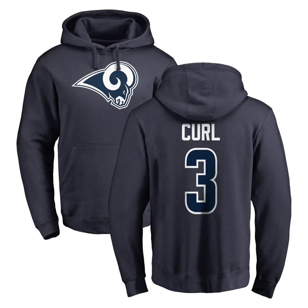 Jdoa LA.Rams #3 Kam Curl Player Navy Pullover Hoodie Limited Game Stitched Jerseys