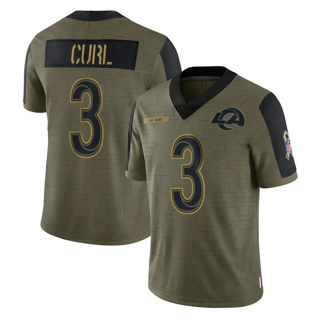 Jdoa LA.Rams #3 Kam Curl Player Olive Salute To Service Limited Game Stitched Jerseys