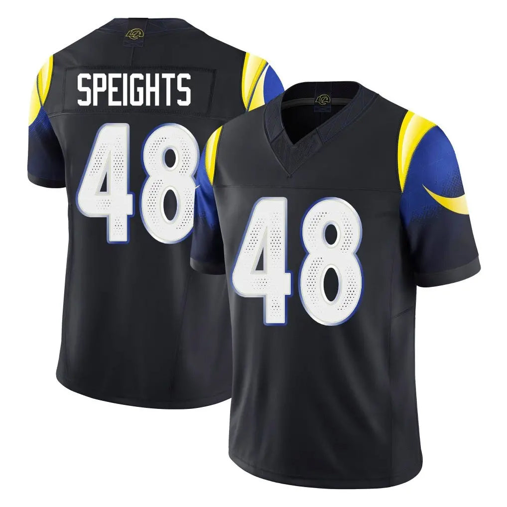 Jdoa LA.Rams #48 Omar Speights Player Black Midnight Rivalries Collection Limited Home Game Stitched Jerseys