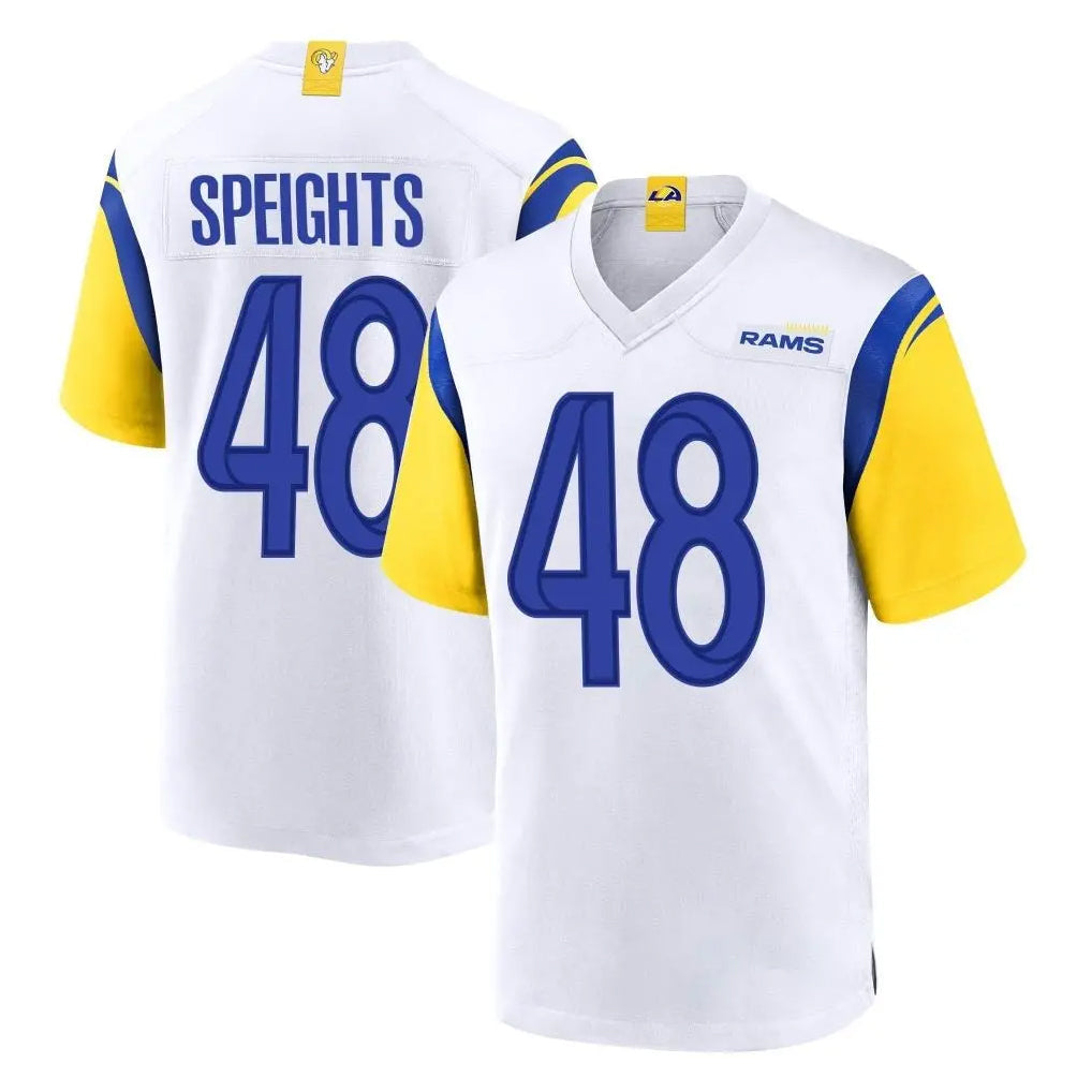 Jdoa LA.Rams #48 Omar Speights Player White Home Game Stitched Jerseys
