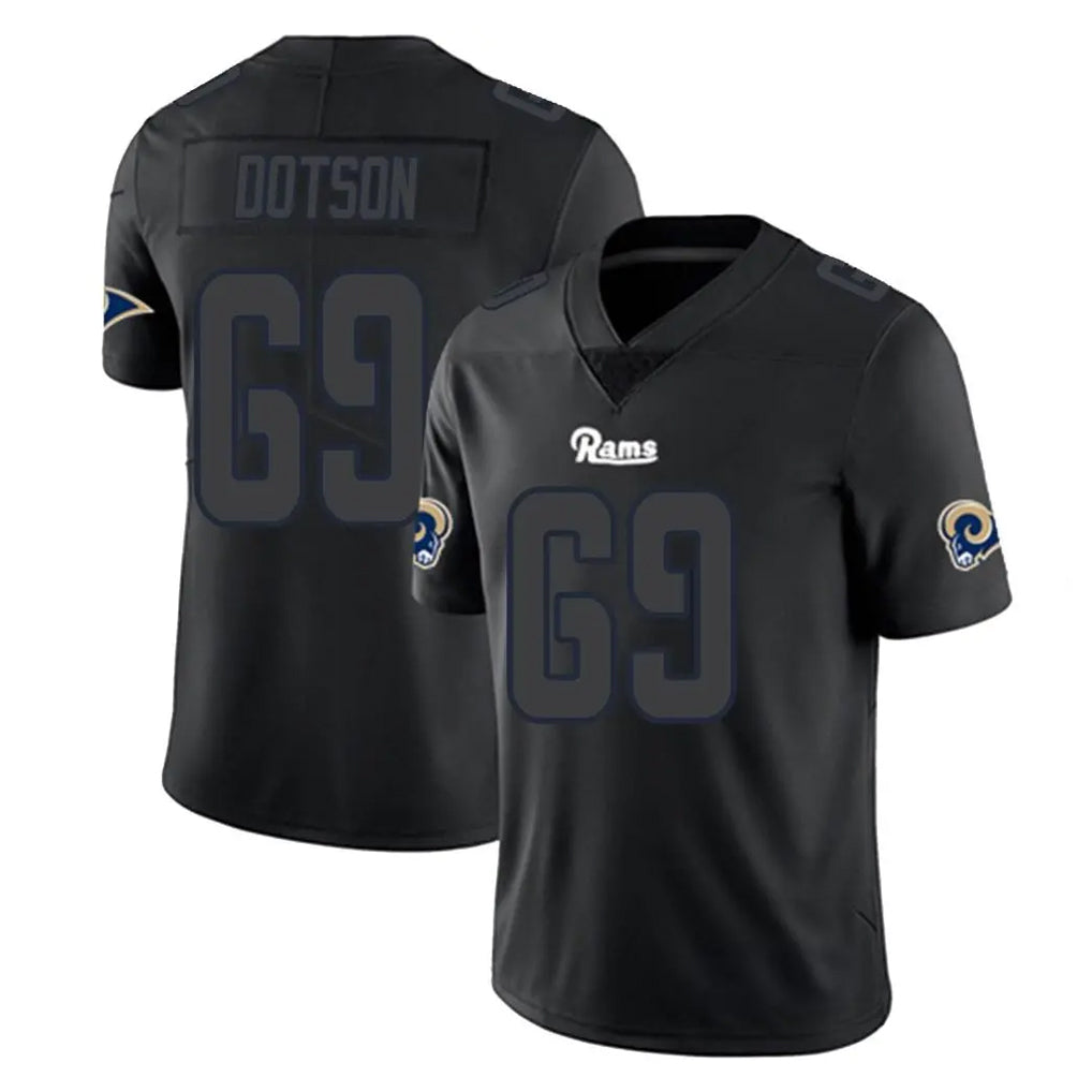 Jdoa LA.Rams #69 Kevin Dotson Player Black Impact Limited Home Game Stitched Jerseys