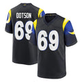 Jdoa LA.Rams #69 Kevin Dotson Player Black Midnight Rivalries Collection Home Game Stitched Jerseys