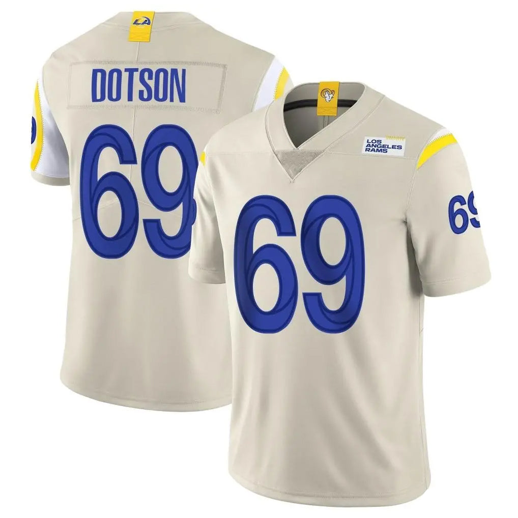 Jdoa LA.Rams #69 Kevin Dotson Player Bone Limited Vapor Home Game Stitched Jerseys