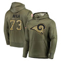 Jdoa LA.Rams #73 Steve Avila Player Olive Salute to Service Pullover Hoodies Home Game Stitched Jerseys