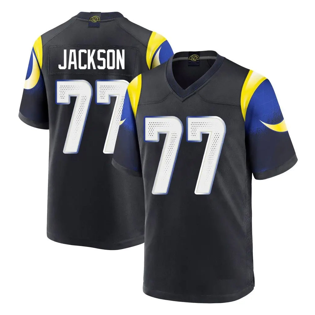 Jdoa LA.Rams #77 Alaric Jackson Player Black Midnight Rivalries Collection Home Game Stitched Jerseys