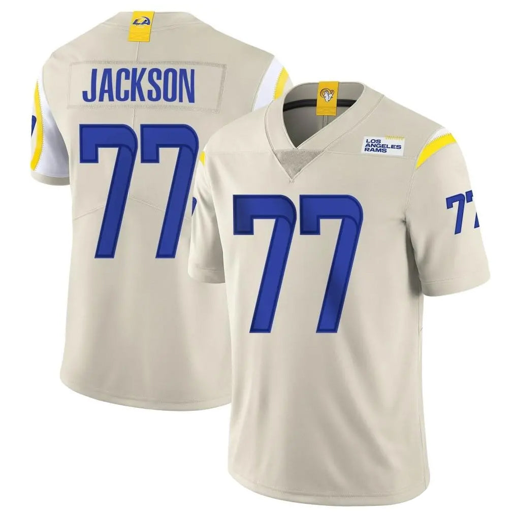 Jdoa LA.Rams #77 Alaric Jackson Player Bone Limited Vapor Home Game Stitched Jerseys