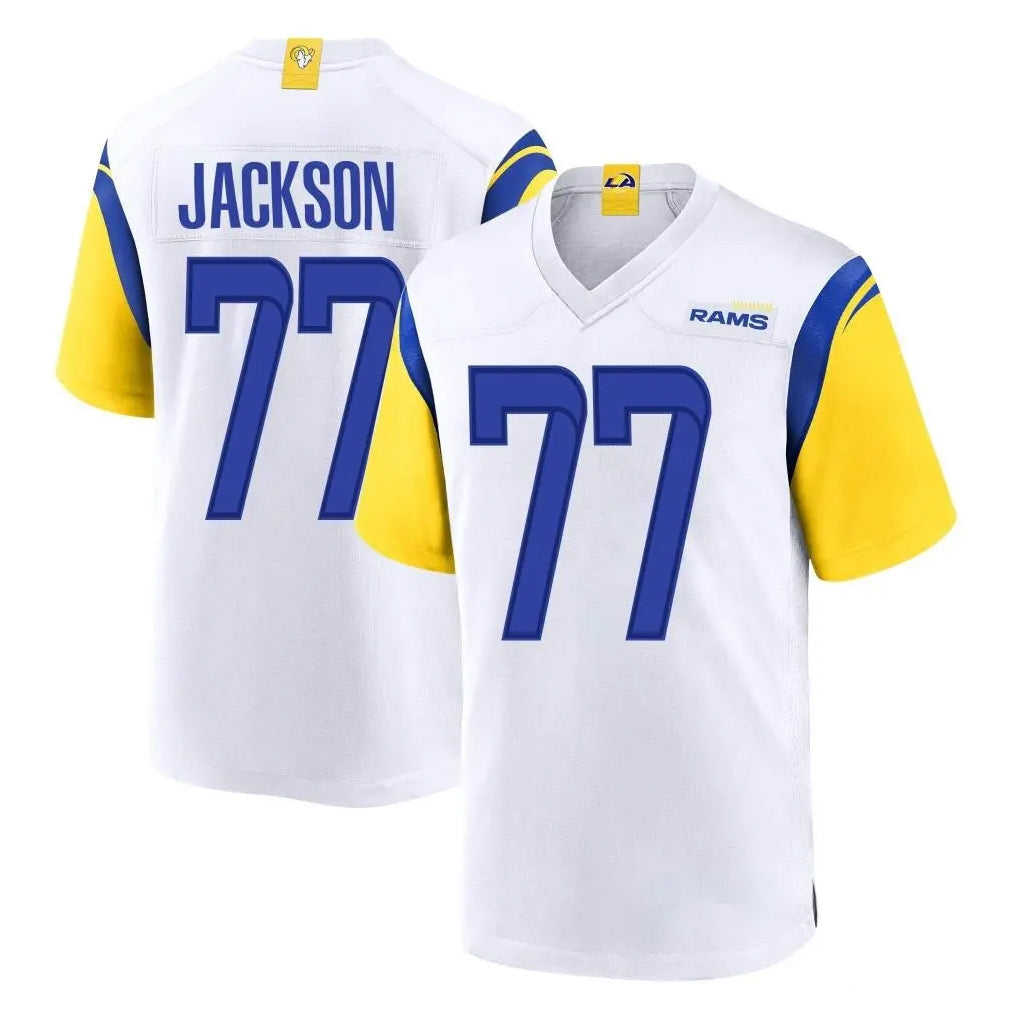 Jdoa LA.Rams #77 Alaric Jackson Player White Home Game Stitched Jerseys
