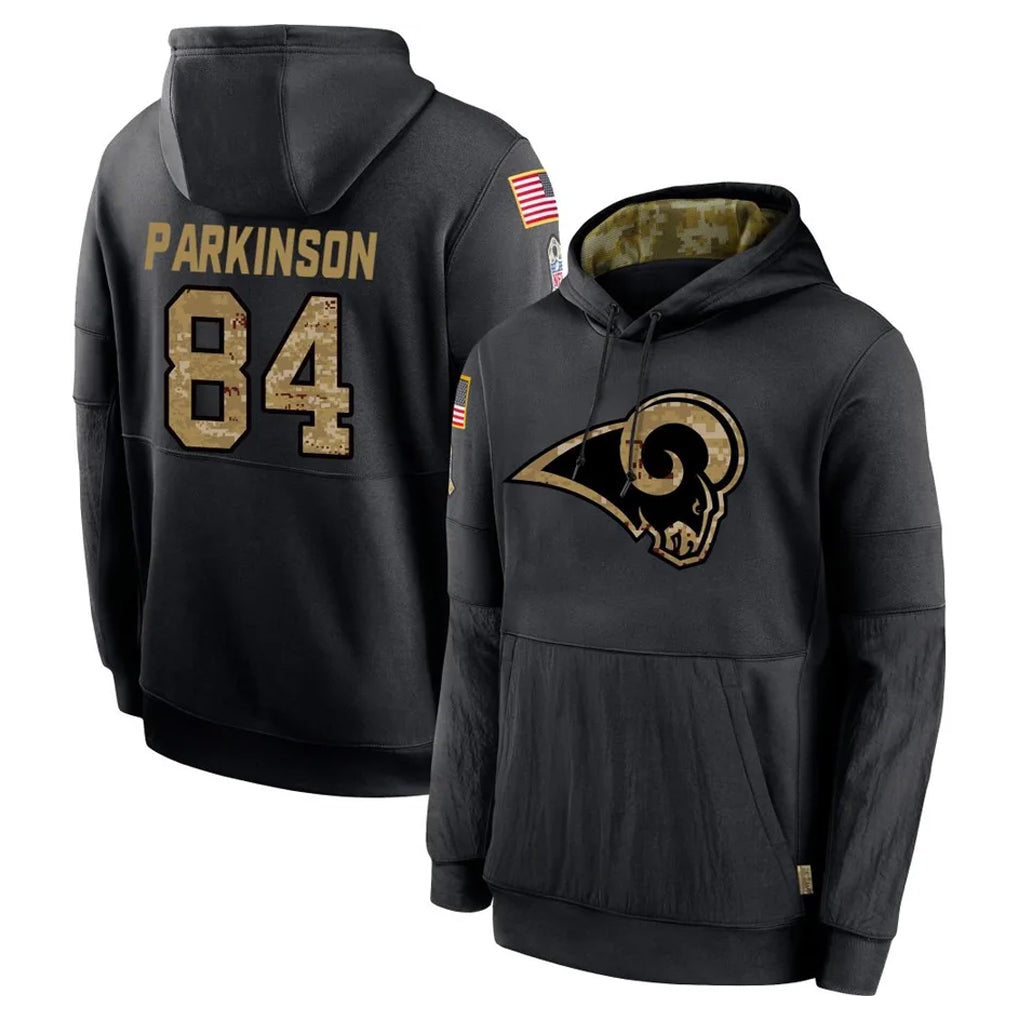 Jdoa LA.Rams #84 Colby Parkinson Player Black Salute to Service Hoodies Limited Game Stitched Jerseys
