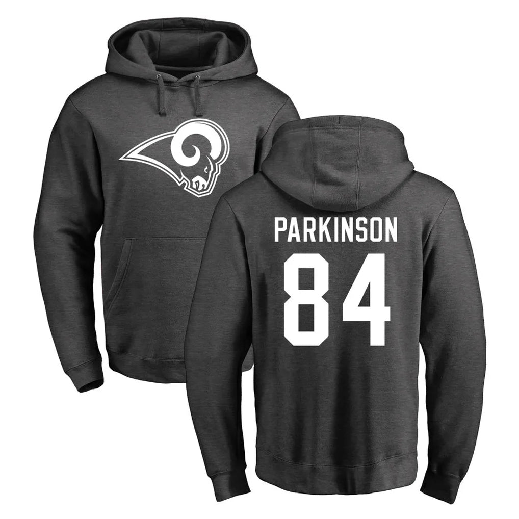Jdoa LA.Rams #84 Colby Parkinson Player Gray Pullover Hoodie Limited Game Stitched Jerseys