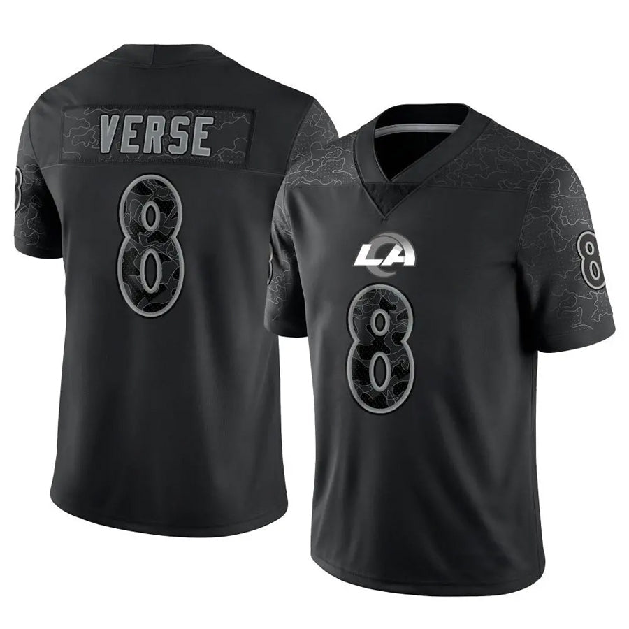 Jdoa LA.Rams #8 Jared Verse Player Black RFLCTV Limited Stitched Jerseys