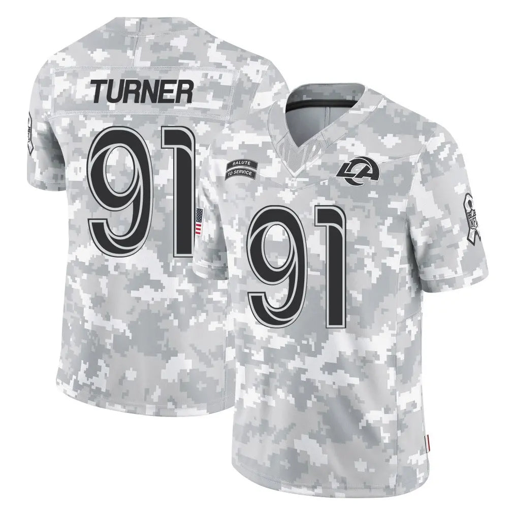 Jdoa LA.Rams #91 Kobie Turner Player Arctic Camo Salute To Service Limited Game Stitched Jerseys