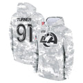 Jdoa LA.Rams #91 Kobie Turner Player Arctic Camo Salute to Service Hoodies Limited Game Stitched Jerseys