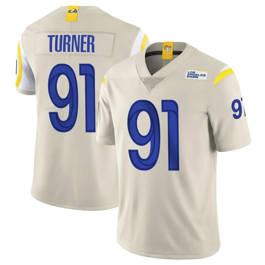 Jdoa LA.Rams #91 Kobie Turner Player Bone Limited Vapor Home Game Stitched Jerseys