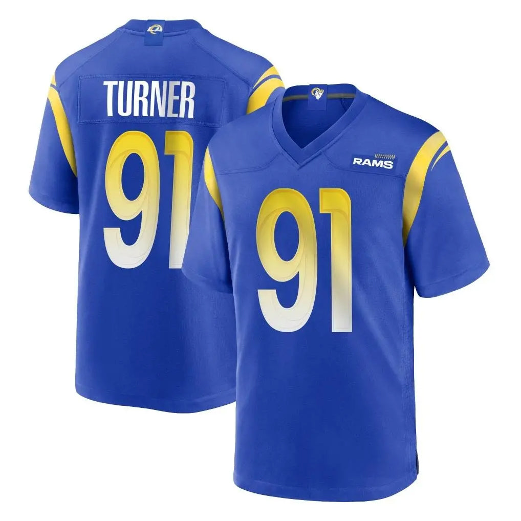 Jdoa LA.Rams #91 Kobie Turner Player Royal Home Game Stitched Jerseys