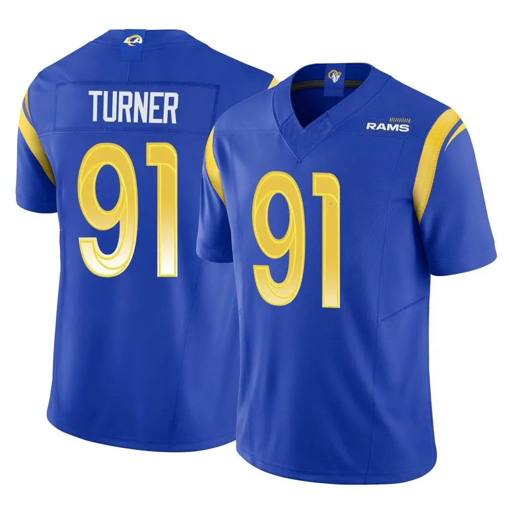 Jdoa LA.Rams #91 Kobie Turner Player Royal Limited Vapor F.U.S.E. Home Game Stitched Jerseys