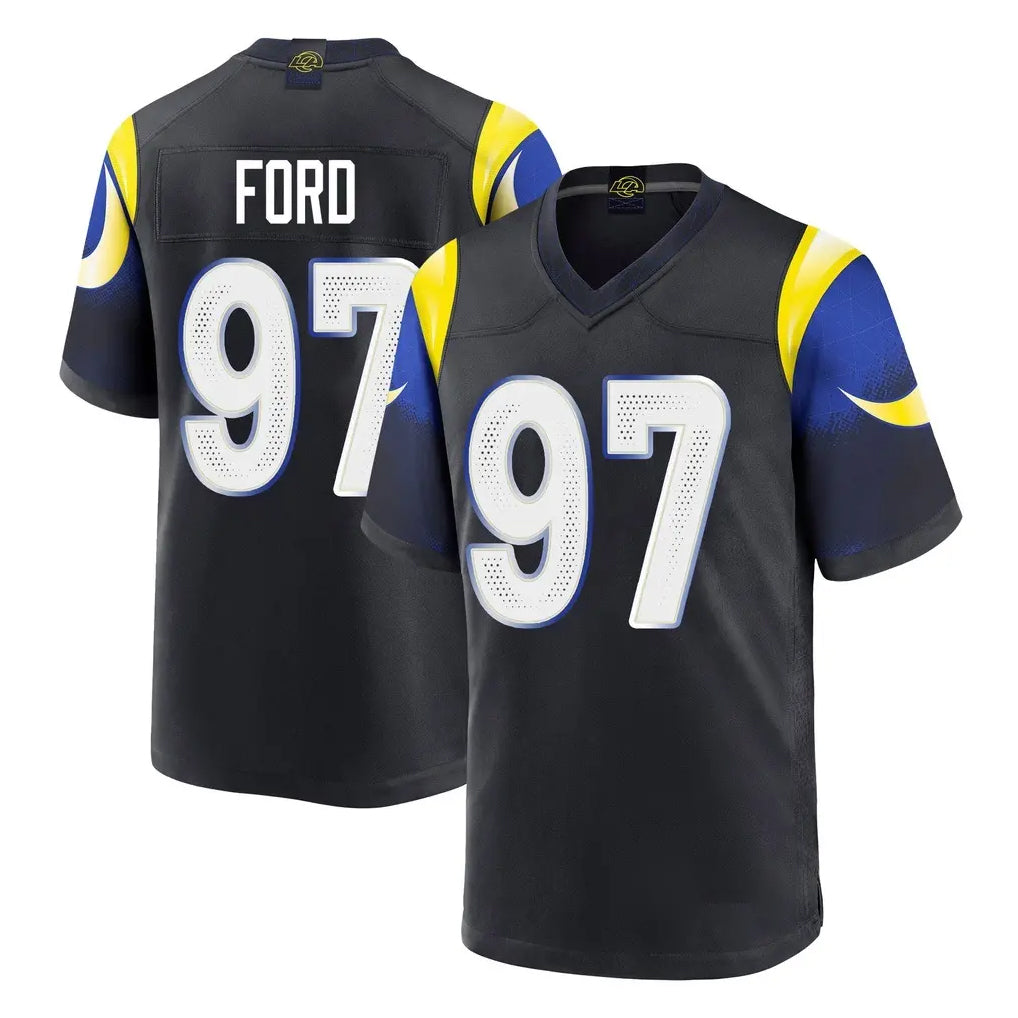 Jdoa LA.Rams #97 Poona Ford Player Black Midnight Rivalries Collection Home Game Stitched Jerseys