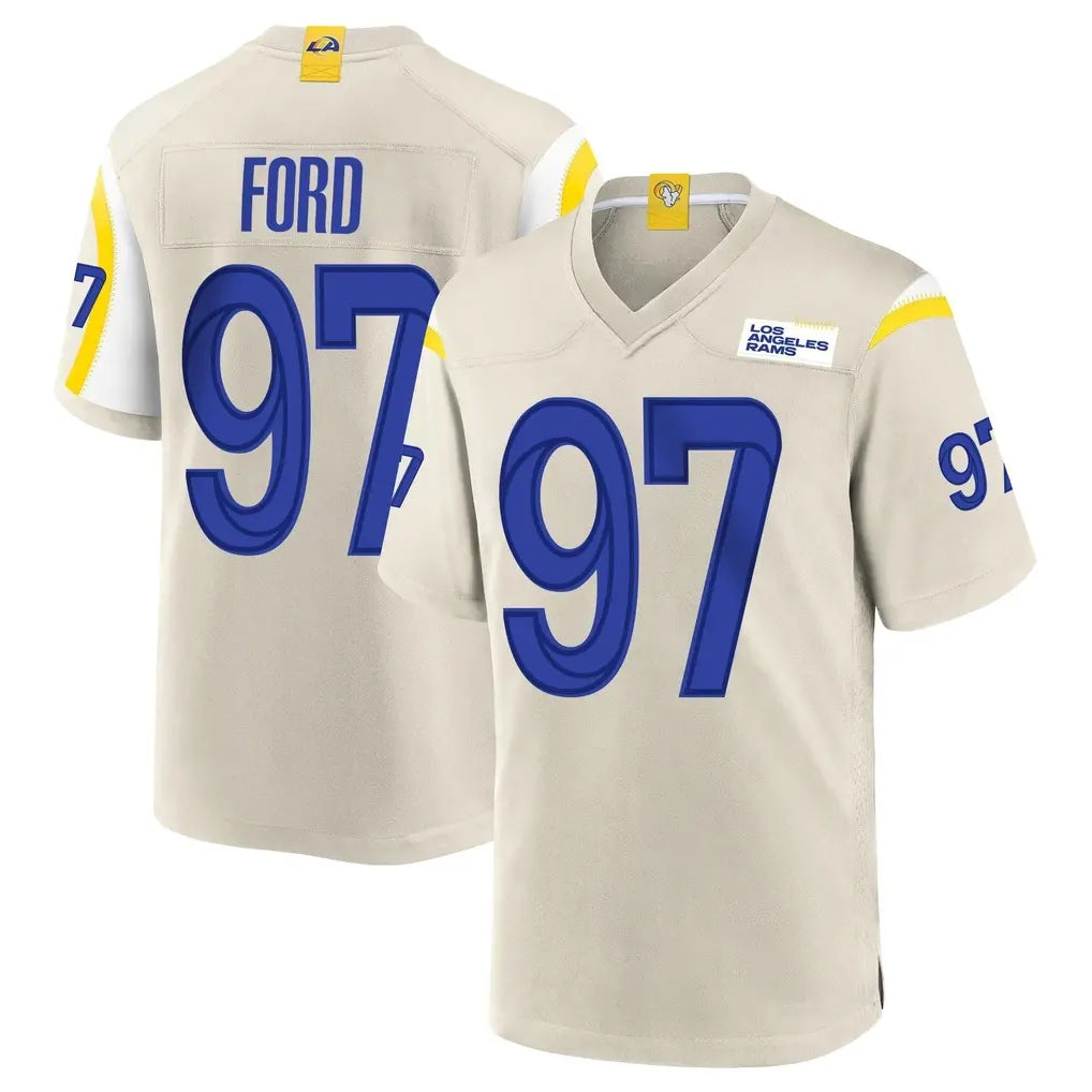 Jdoa LA.Rams #97 Poona Ford Player Bone Home Game Stitched Jerseys