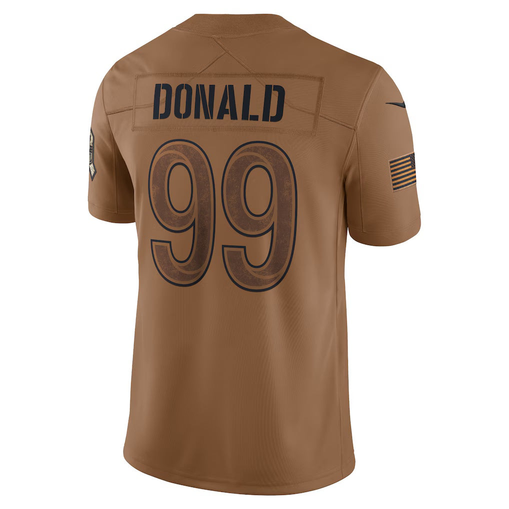 Jdoa LA.Rams #99 Aaron Donald Brown Salute To Service Limited Jersey Stitched Jerseys