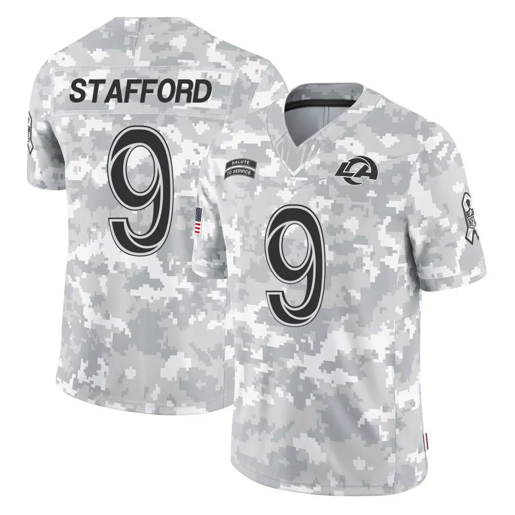Jdoa LA.Rams #9 Matthew Stafford Player Arctic Camo Salute To Service Limited Game Stitched Jerseys